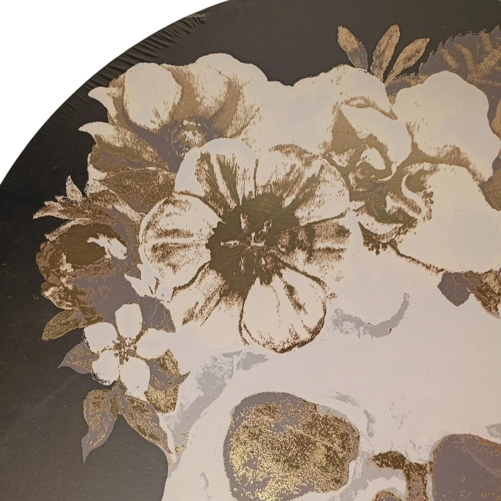Halloween Skull Floral Placemats with metallic accents (Set of 4, Round 15 inch)